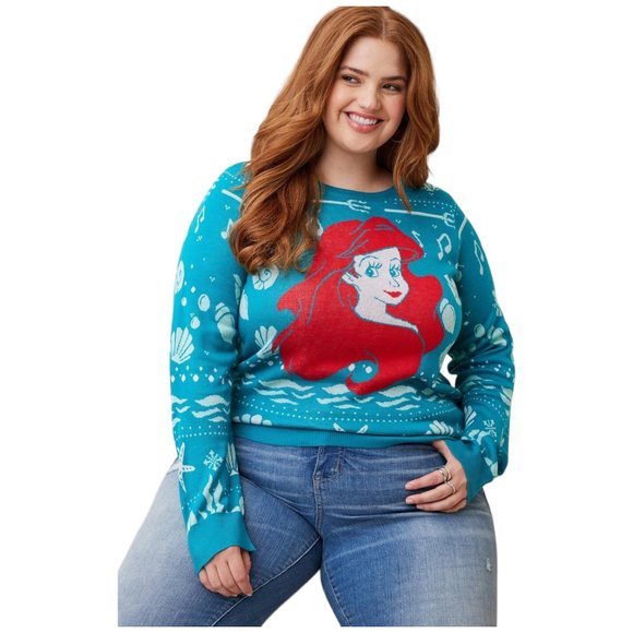 2X - DISNEY x TORRID - LITTLE MERMAID Ariel Fair Isle Sweater NEW - Picture 3 of 4